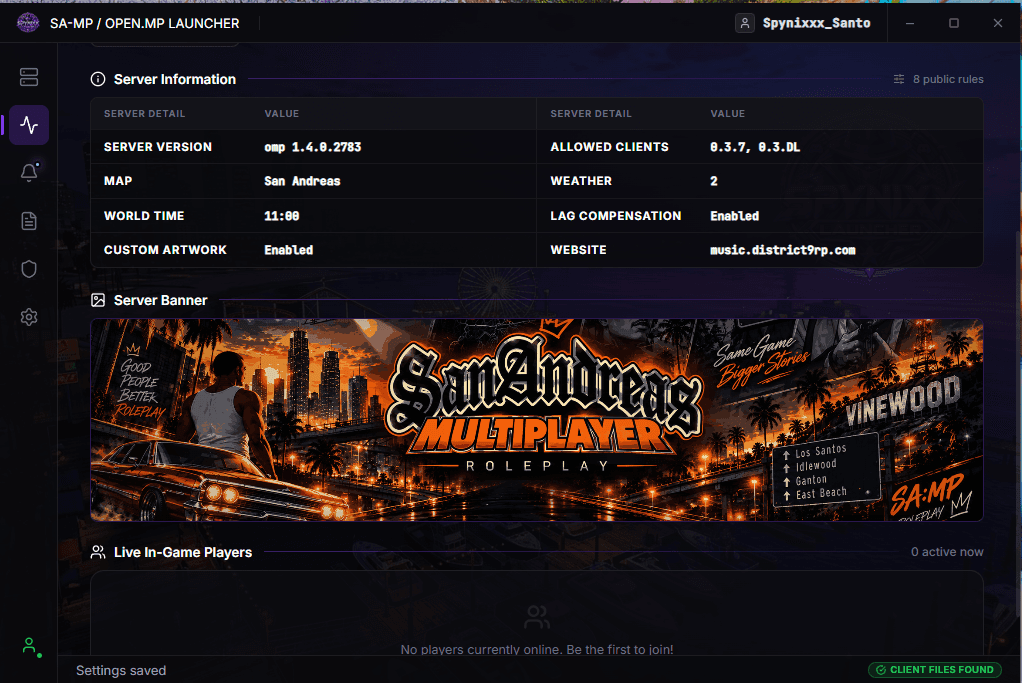 Spynixx Launcher Server Banner Display